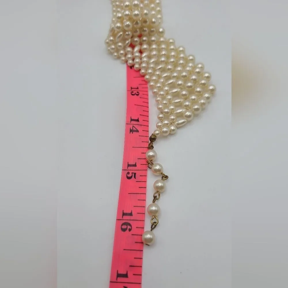 Vintage Bib collar necklace and matching earrings,  faux pearl